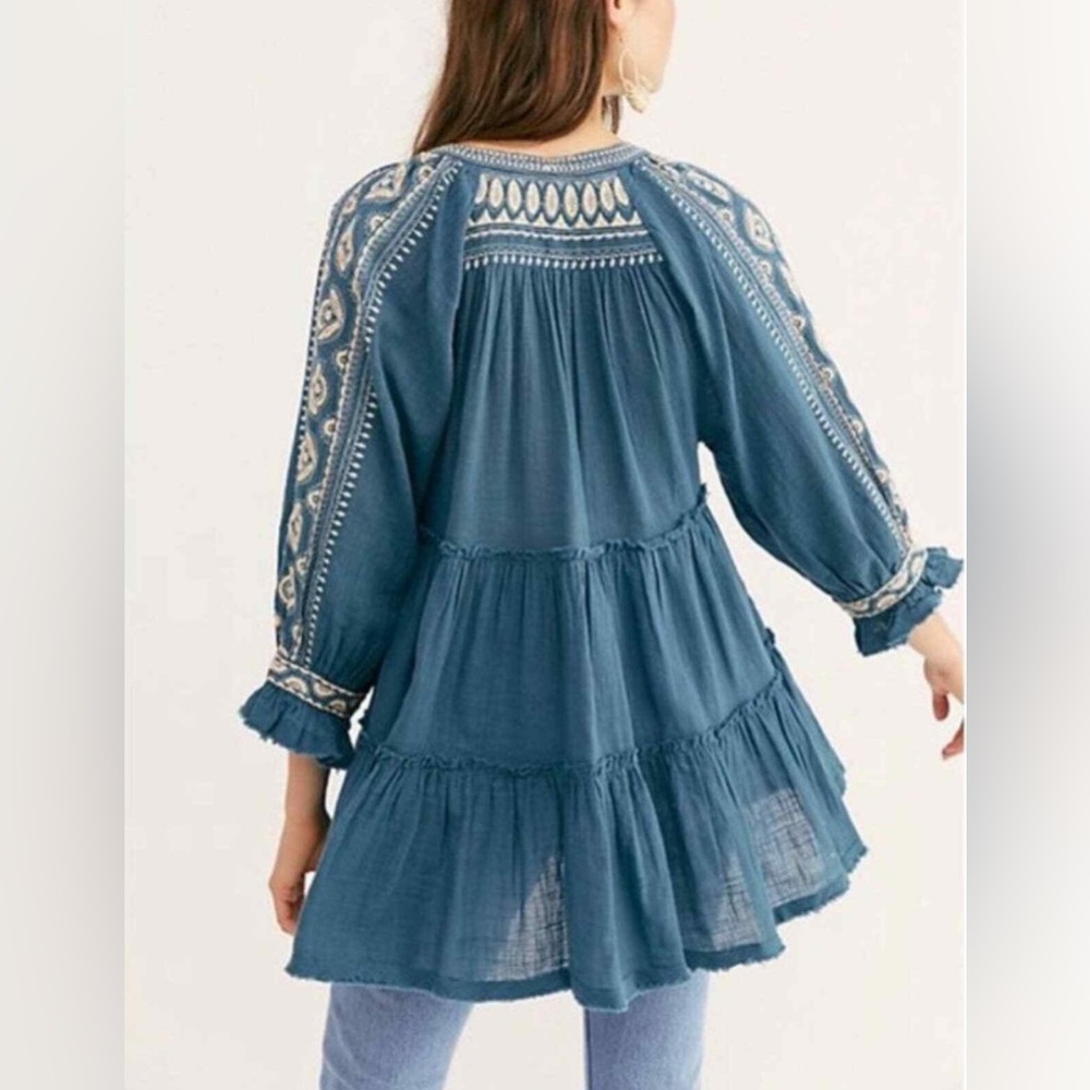 Free People Blue Embroidered Mini Dress - Picture 2 of 9